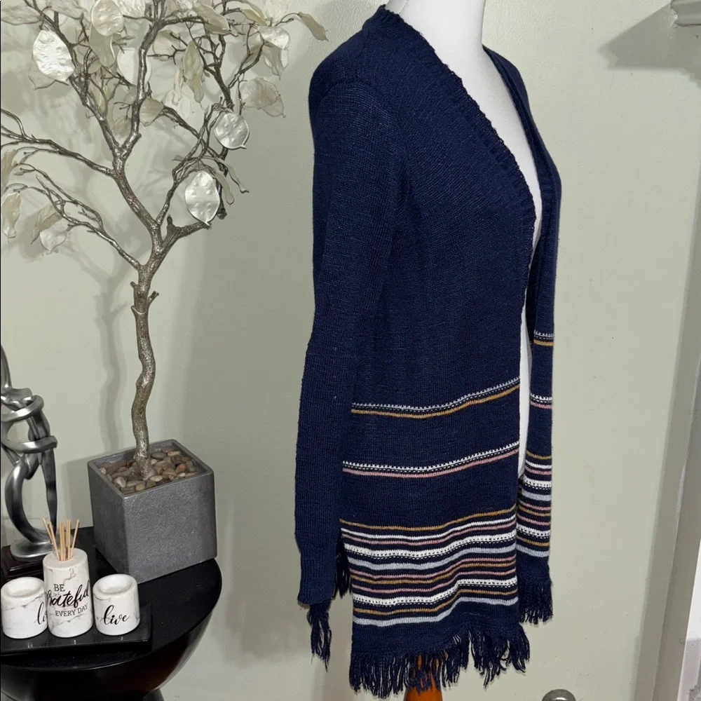 Pink Rose Striped Cardigan Navy and Multicolor